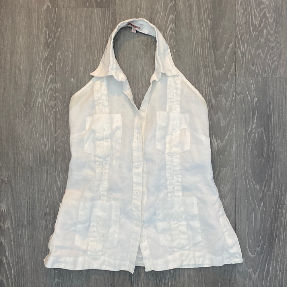 Linen halter button up